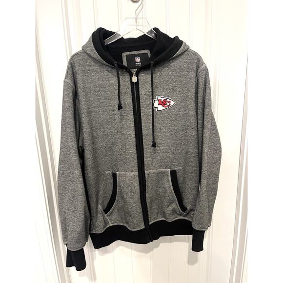 Kansas City KC Chiefs NFL Proline Gray Full Zip Hoodie Sweatshirt Mens XL Jacket - Picture 2 of 10
